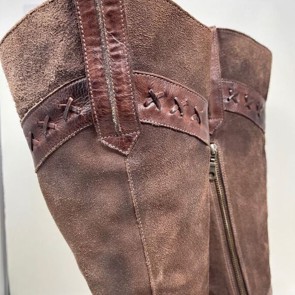 BED/STU Midge Cobbler Series Leather and Suede Distressed Western Riding Boots - Picture 6 of 16